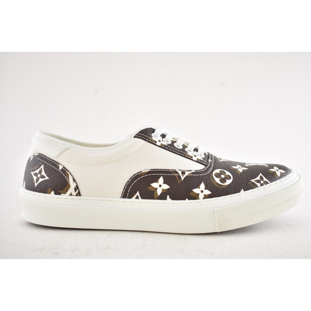 Louis Vuitton Trocadero Richelieu White Monogram Logo Low Sneaker UK 9 US 10 11 - Picture 2 of 14